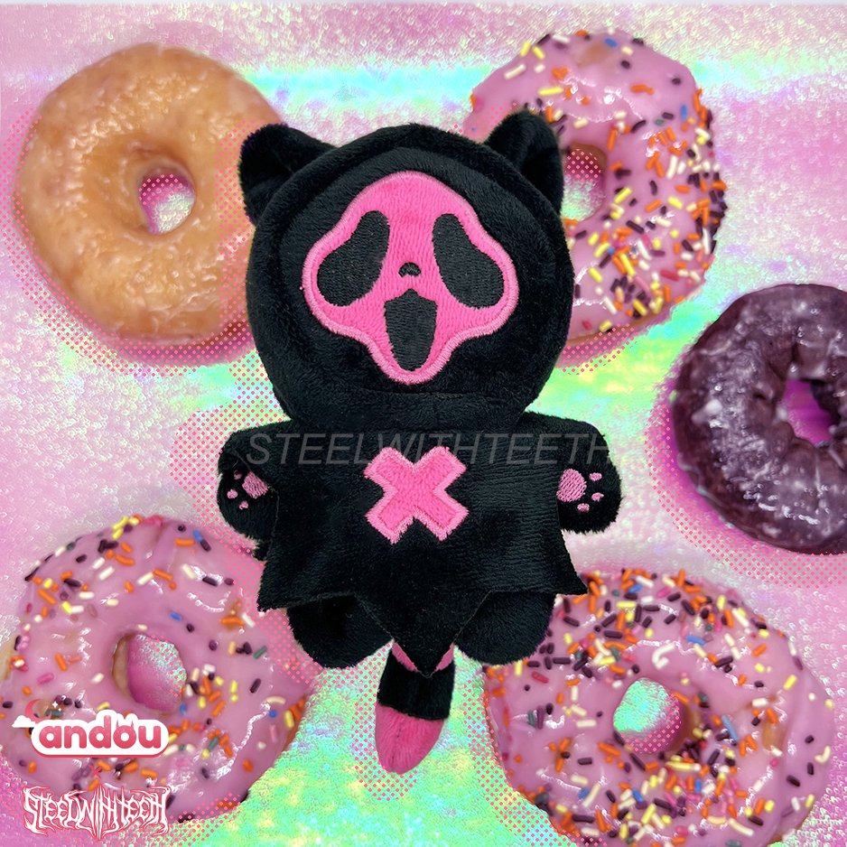 ANDOUXSTEELWITHTEETH GHOSTCAT PLUSH KEYCHAIN